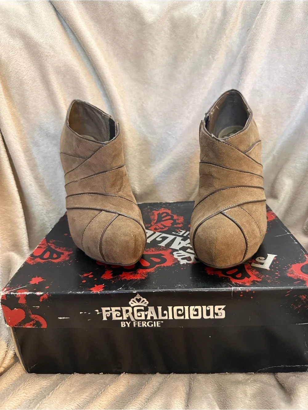 Fergalicious Brown Suede Ankle Booties